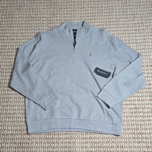 US Polo Assn. Mens Quarter Zip Pullover Sweater 2XL Plus Size Top Grey